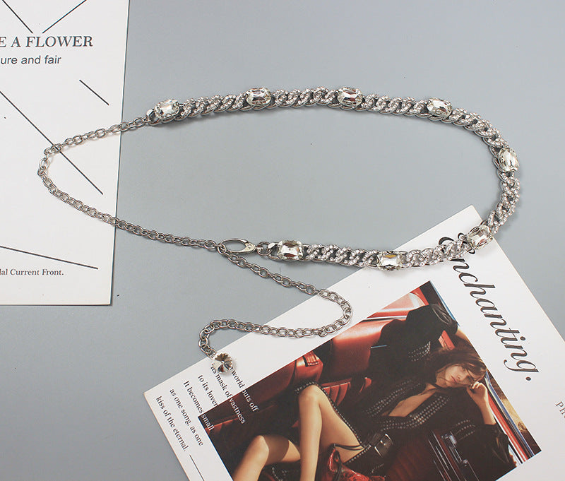 Fashion Women Accessories Rhinestone Waist Chain Versatile Dress Decorative Belt Skirt Jeans Thin Belt