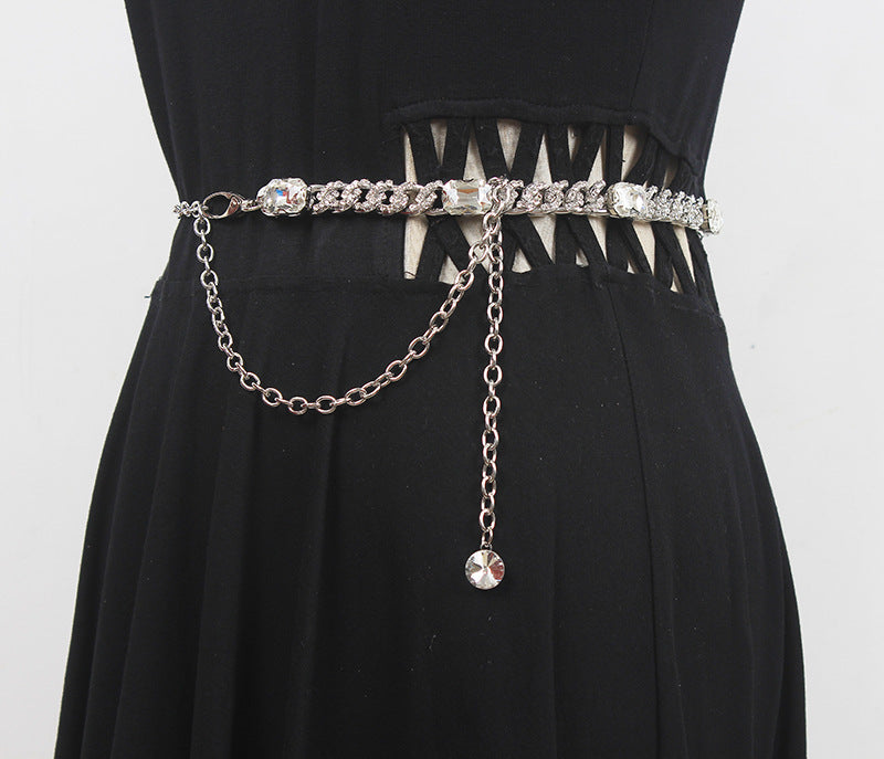 Fashion Women Accessories Rhinestone Waist Chain Versatile Dress Decorative Belt Skirt Jeans Thin Belt