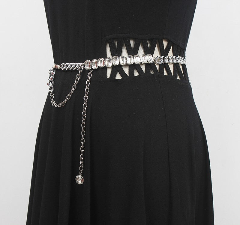 Fashion Women Accessories Rhinestone Waist Chain Versatile Dress Decorative Belt Skirt Jeans Thin Belt