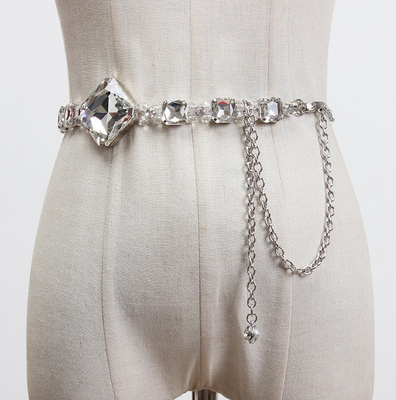 Fashion Women Accessories Rhinestone Waist Chain Versatile Dress Decorative Belt Skirt Jeans Thin Belt