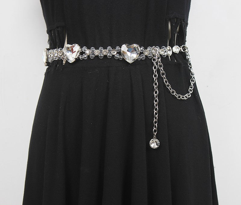 Fashion Women Accessories Rhinestone Waist Chain Versatile Dress Decorative Belt Skirt Jeans Thin Belt