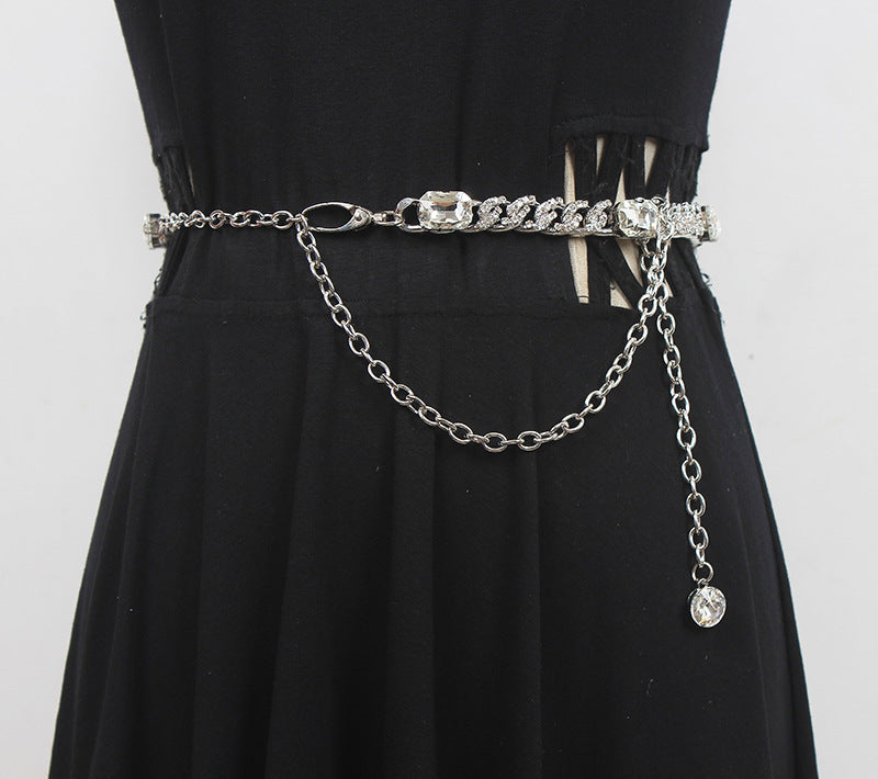 Fashion Women Accessories Rhinestone Waist Chain Versatile Dress Decorative Belt Skirt Jeans Thin Belt