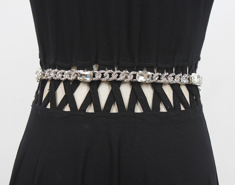 Fashion Women Accessories Rhinestone Waist Chain Versatile Dress Decorative Belt Skirt Jeans Thin Belt