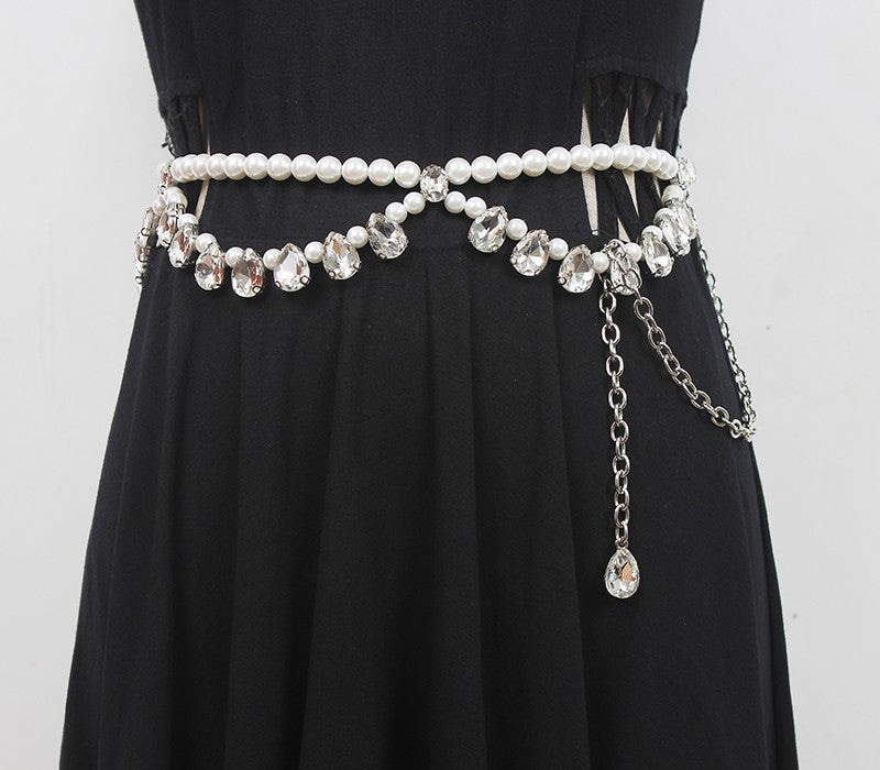 Fashion Women Accessories Rhinestone Waist Chain Versatile Dress Decorative Belt Skirt Jeans Thin Belt